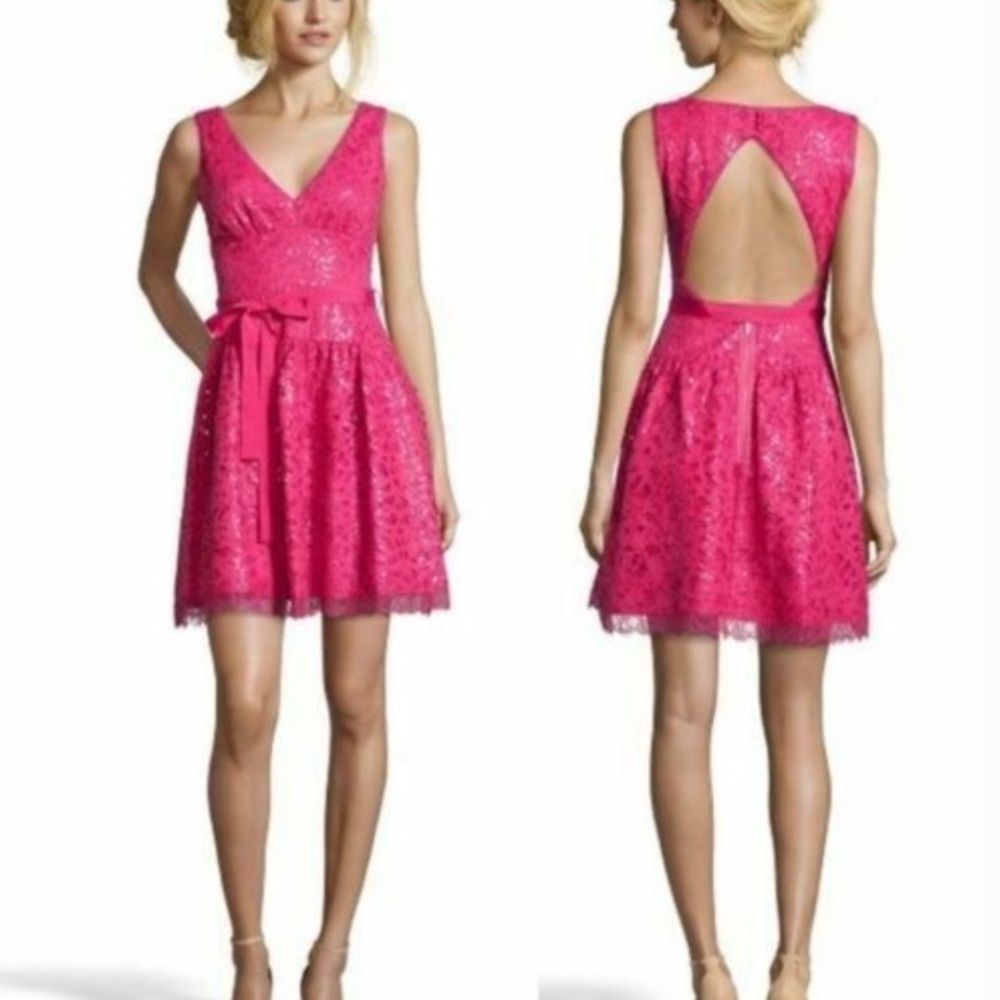 BCBG MaxAzria Pink Sequined Party Dress